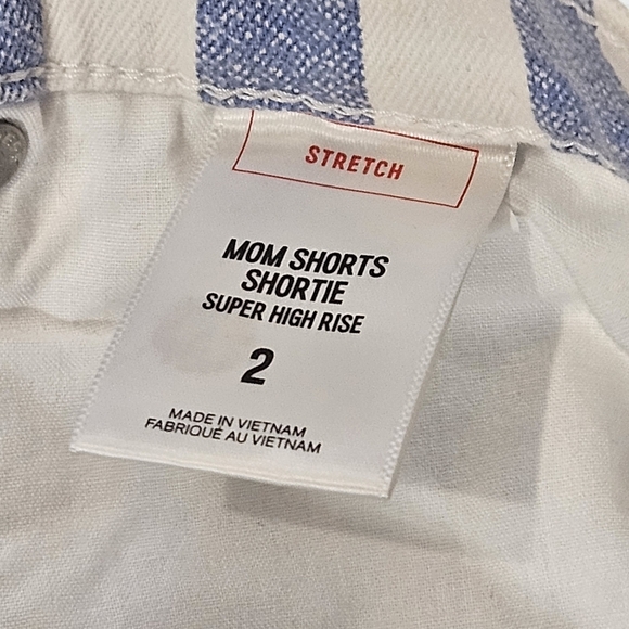Express Denim Shorts Size 2 Blue White Stripe Shortie Super High Rise Mom Shorts - Picture 5 of 5